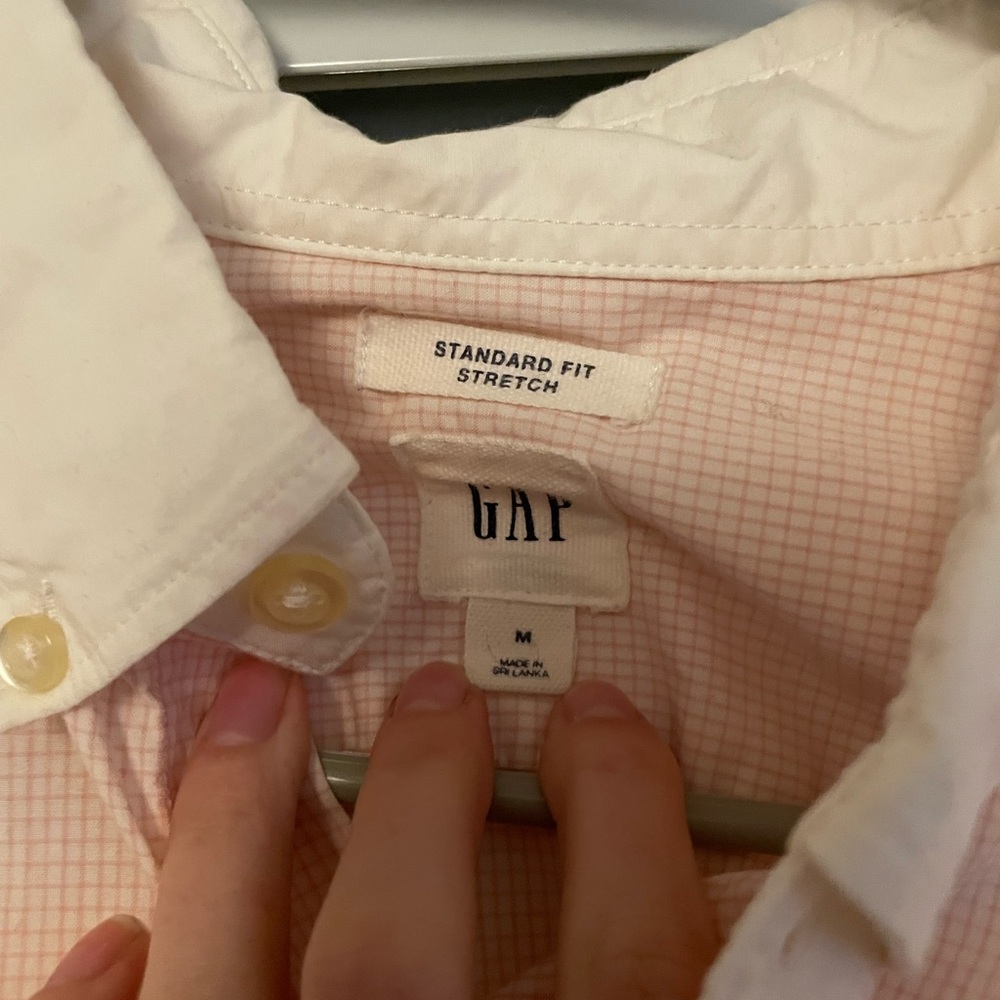 Gap Men's Light Pink Grid Pattern Button Down Shi… - image 4